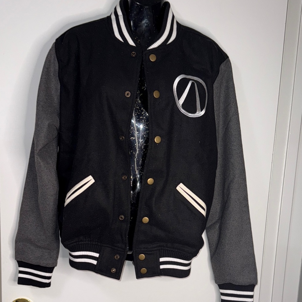 Insert Coin Black/Gray Varsity Wool Lined Unisex Jacket Size L- NWOT